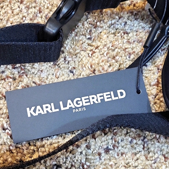 Karl Lagerfeld Paris Amour Voyage Logo Belt bag in black with KL image NWT - Picture 6 of 8
